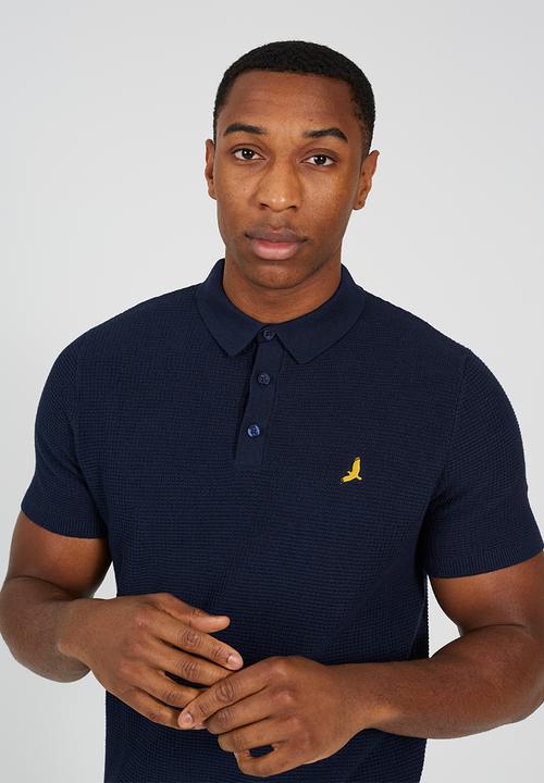 Brave Soul - Knitted Polo Shirt- Midnight Navy