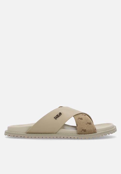 POLO - Cross strap jacquard sandal - taupe