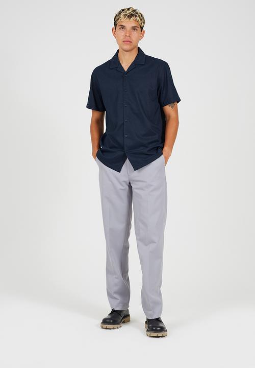 Brave Soul - Revere Collar Shirt - Navy