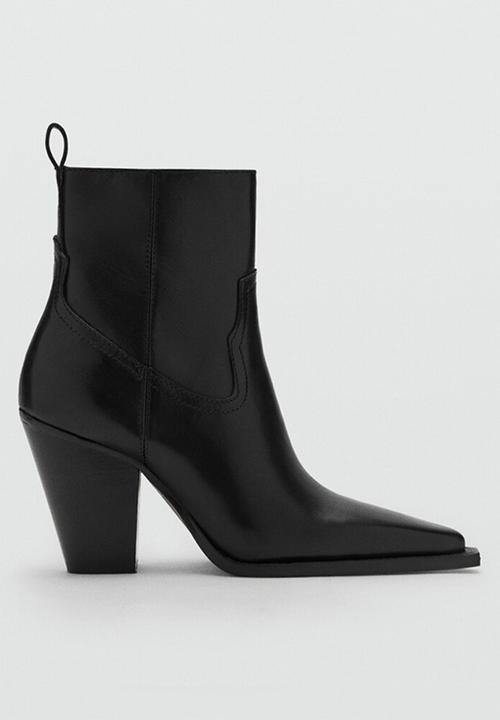 MANGO - Choco leather ankle boot - black