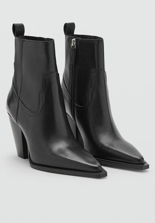 MANGO - Choco leather ankle boot - black