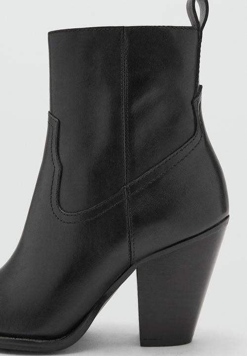 MANGO - Choco leather ankle boot - black