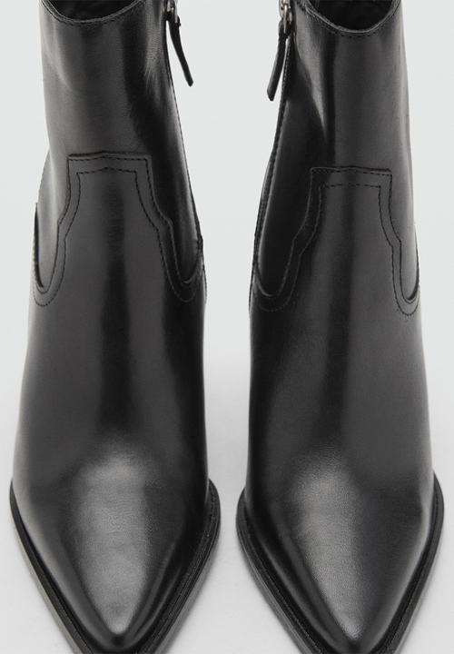 MANGO - Choco leather ankle boot - black