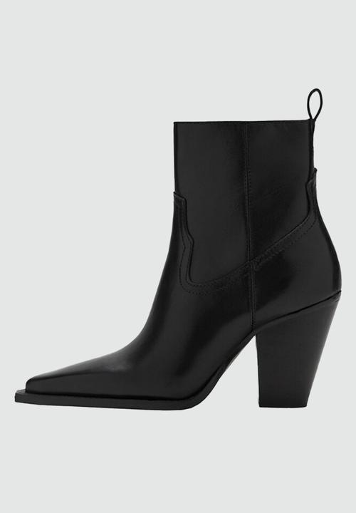 MANGO - Choco leather ankle boot - black