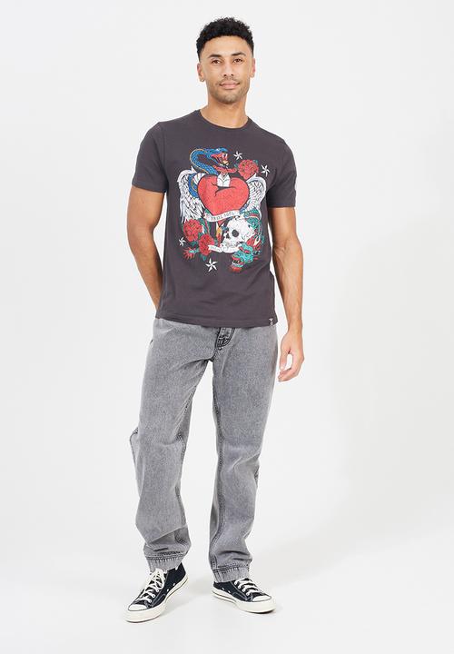 Brave Soul - Crew Neck T-shirt  - Charcoal