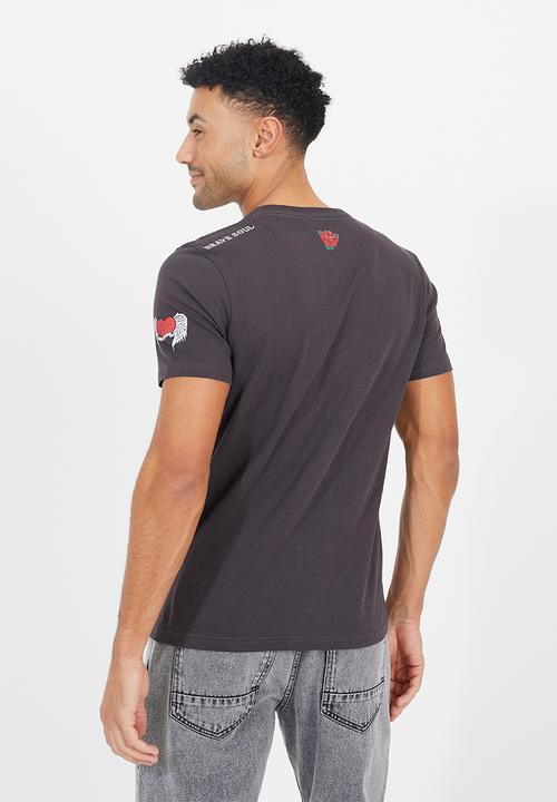 Brave Soul - Crew Neck T-shirt  - Charcoal