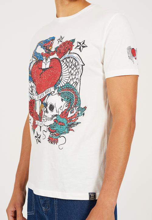 Brave Soul - Crew Neck T-shirt  - Ecru