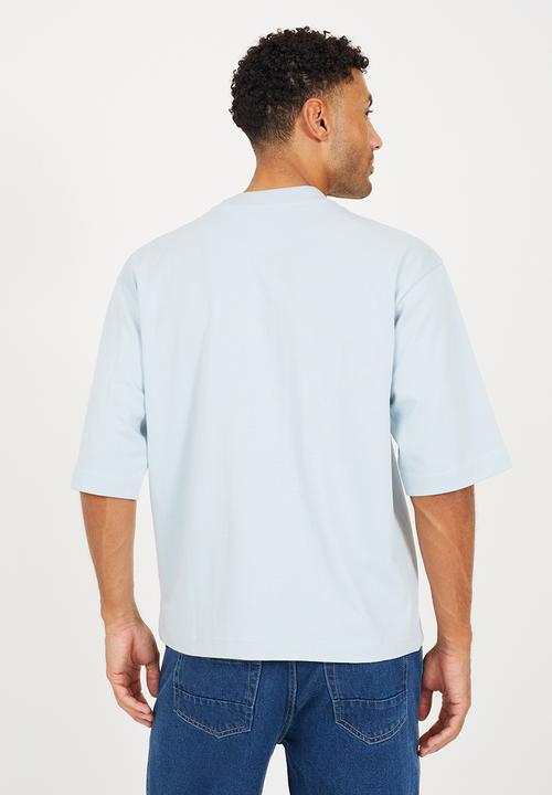 Brave Soul - Crew Mock Neck T-Shirt - Baby Blue