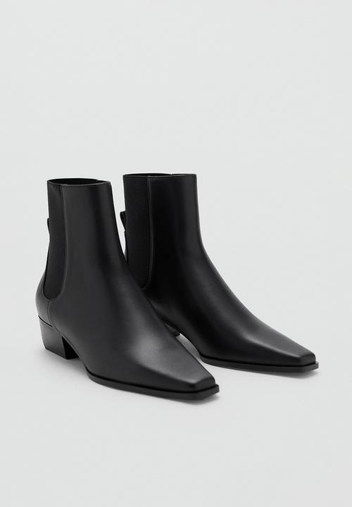 MANGO - Super1 leather ankle boot - black