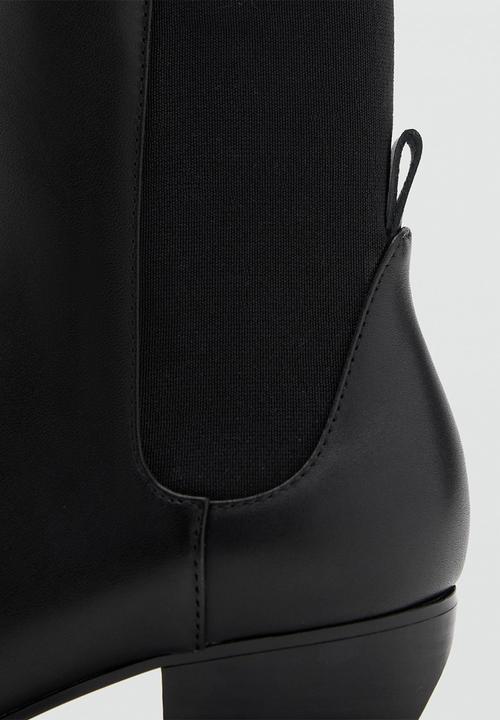 MANGO - Super1 leather ankle boot - black