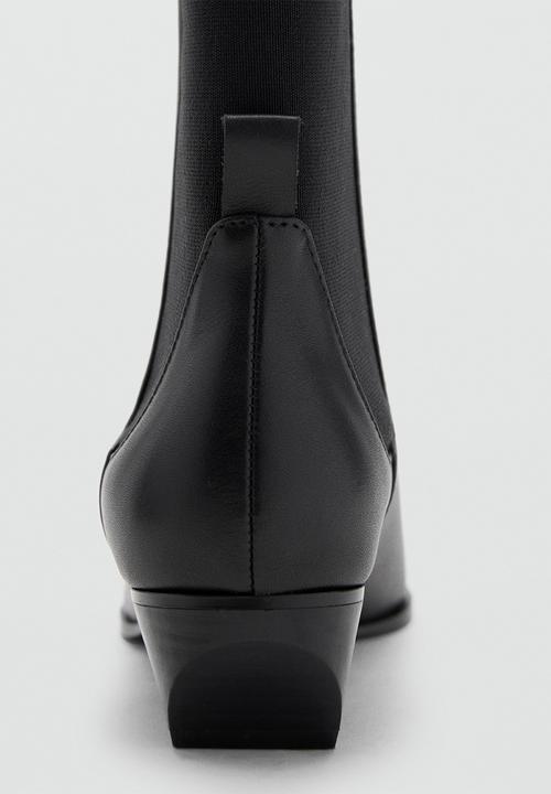 MANGO - Super1 leather ankle boot - black