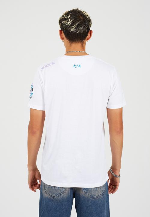 Brave Soul - Crew Neck  Tee - Optic White/Multi-Colour Print