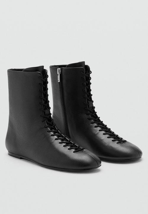 MANGO - Faro leather ankle boot - black