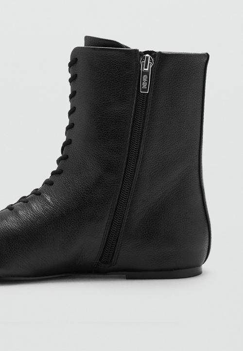 MANGO - Faro leather ankle boot - black
