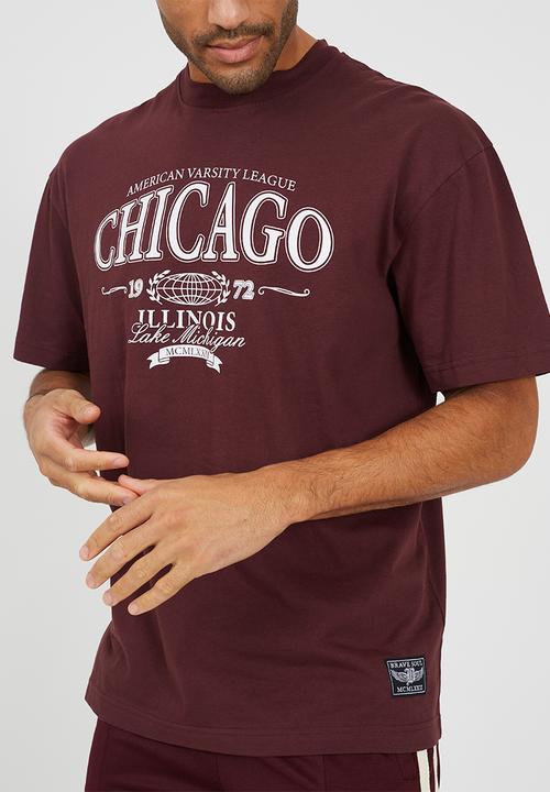 Brave Soul - Relaxed Fit Crew Neck Tshirt - Burgundy