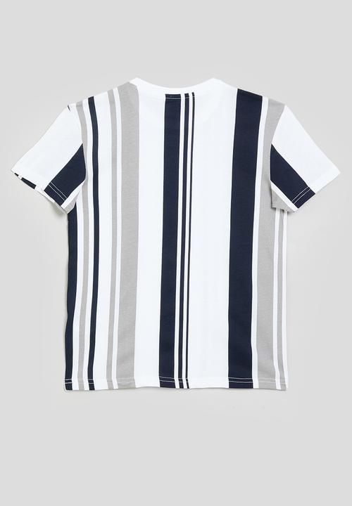 POLO - Boys liam vertical striped ss tee - navy
