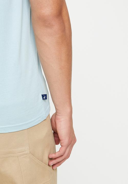 POLO - Bas  linen blend ss t-shirt - light blue