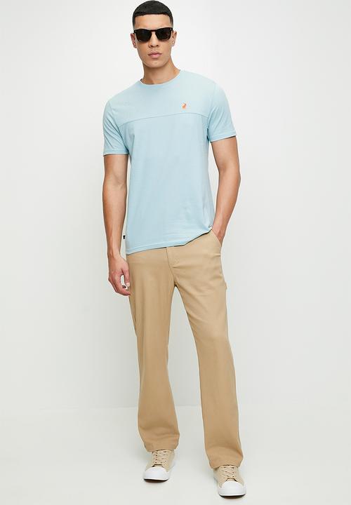 POLO - Bas  linen blend ss t-shirt - light blue