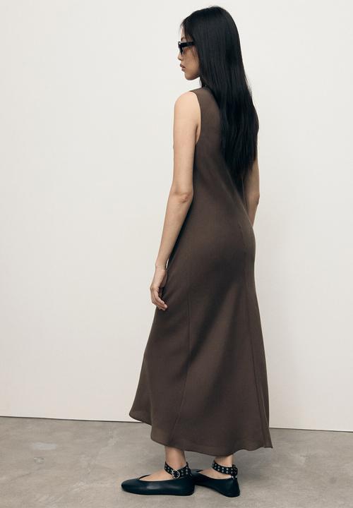MANGO - Dress cava  -  brown