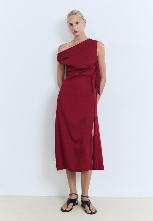 red twisted asymmetric maxi dress Exotic | RED Ombre Twisted Asymmetric Maxi Dress main image 1