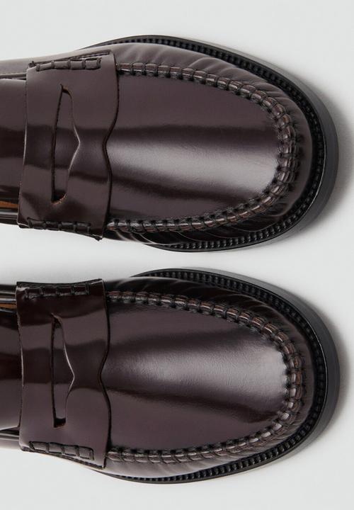 MANGO - Luisa leather loafer - dark brown