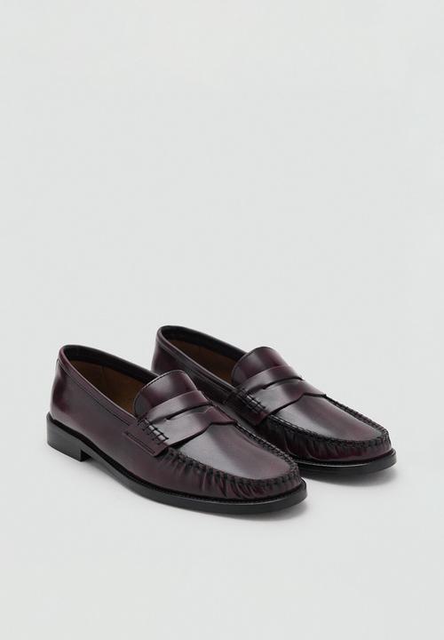 MANGO - Luisa leather loafer - dark red