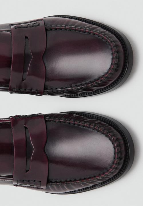 MANGO - Luisa leather loafer - dark red