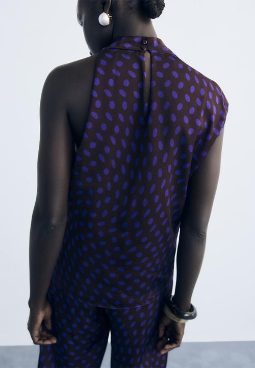 MANGO - Blouse deepy -  brown