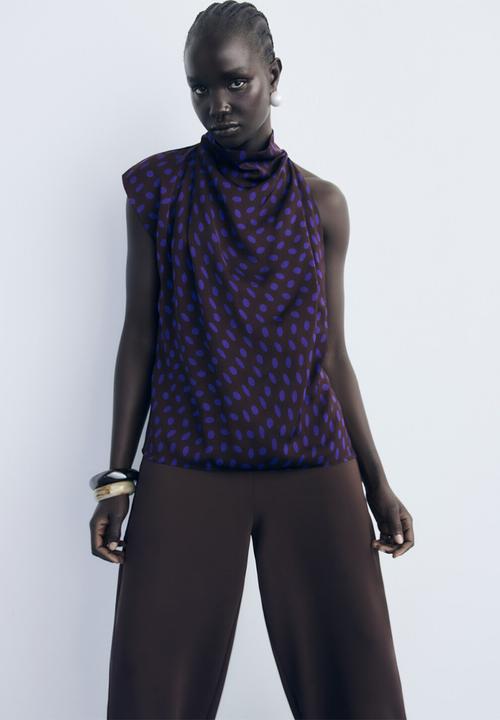 MANGO - Blouse deepy -  brown
