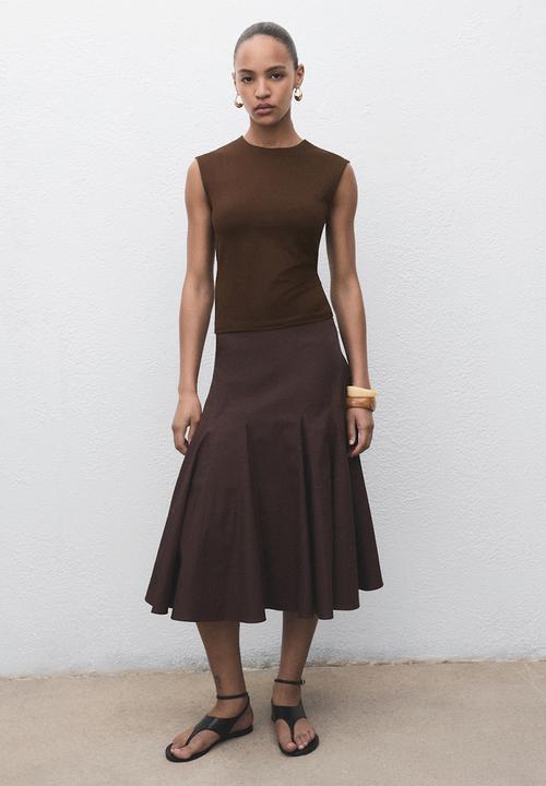 MANGO - T-shirt gala -  brown