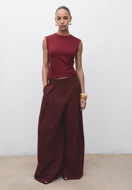 MANGO - T-shirt gala -  dark red