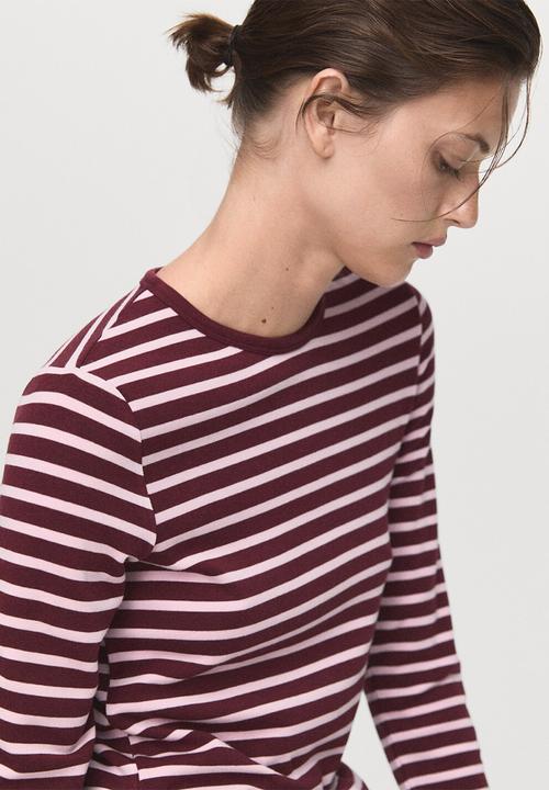 MANGO - Camiseta pico - light pastel pink