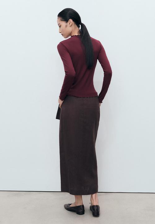 MANGO - Camiseta gala - dark red