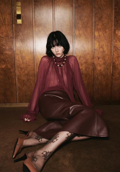 MANGO - Blouse pasha - dark red
