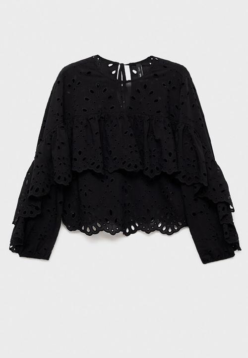 MANGO - Blusa raida - black