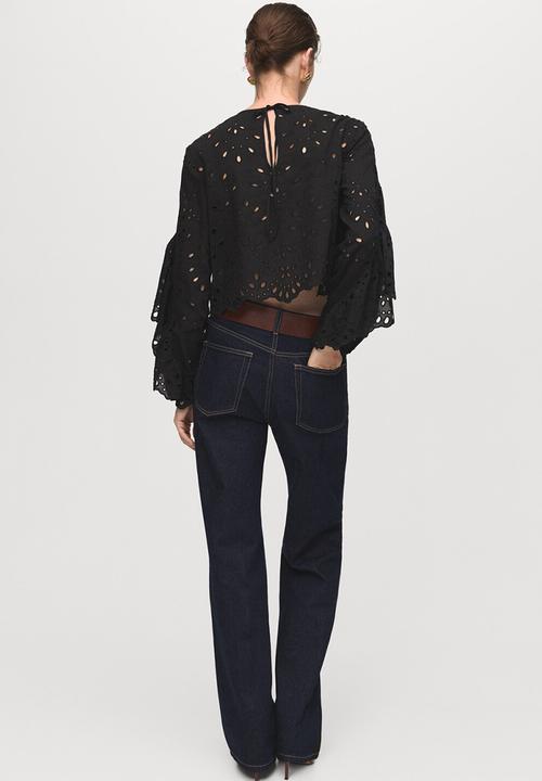 MANGO - Blusa raida - black