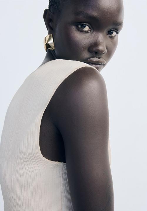 MANGO - Top plis - light beige