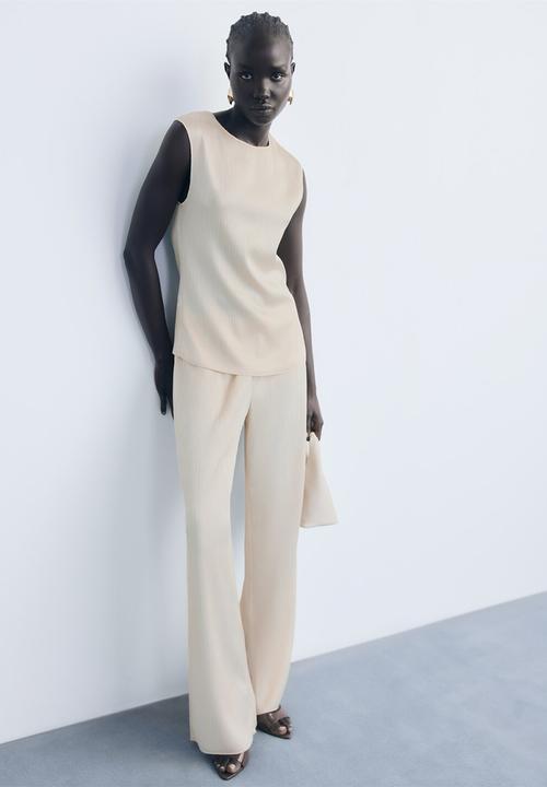 MANGO - Top plis - light beige