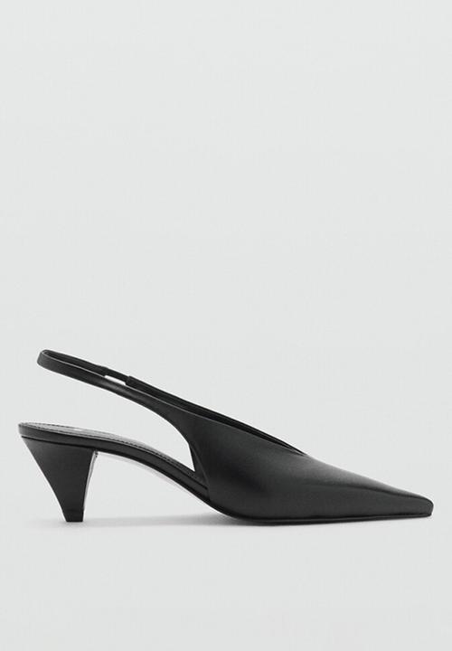 MANGO - Banan leather heel - black