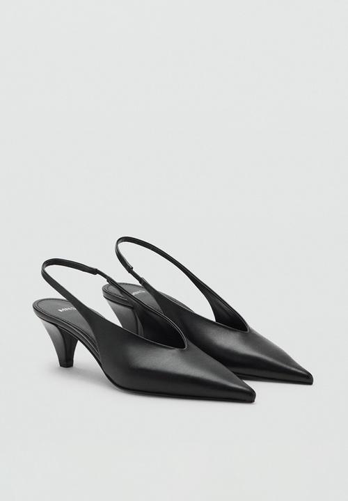MANGO - Banan leather heel - black
