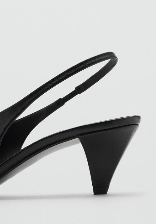 MANGO - Banan leather heel - black