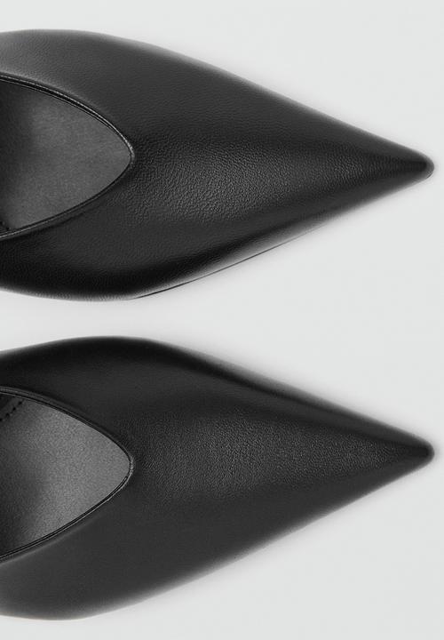MANGO - Banan leather heel - black