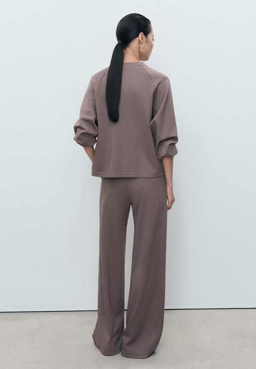 MANGO - Trouser florida - light brown
