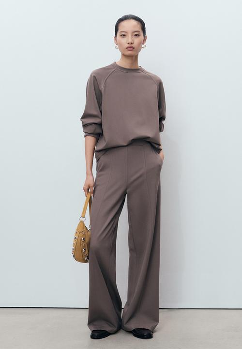 MANGO - Trouser florida - light brown