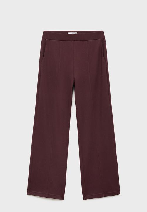 MANGO - Trousers florida  -  dark red