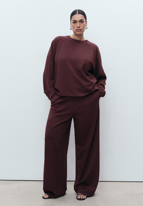 MANGO - Trousers florida  -  dark red