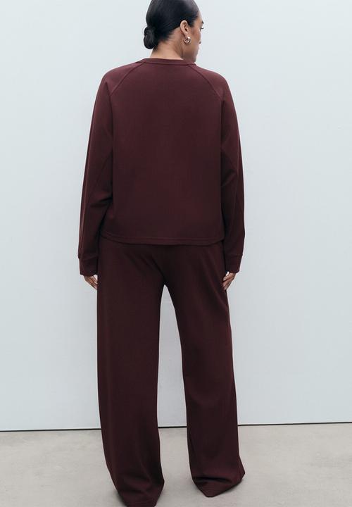 MANGO - Trousers florida  -  dark red