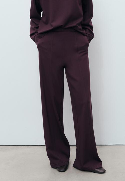 MANGO - Trousers florida  -  dark red