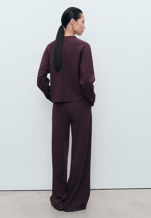 MANGO - Trousers florida  -  dark red