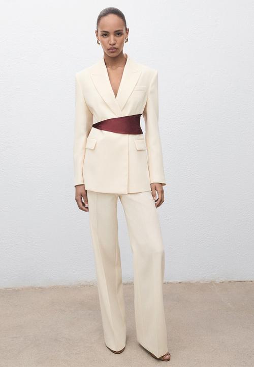 MANGO - Trousers iguana -  light pastel yellow
